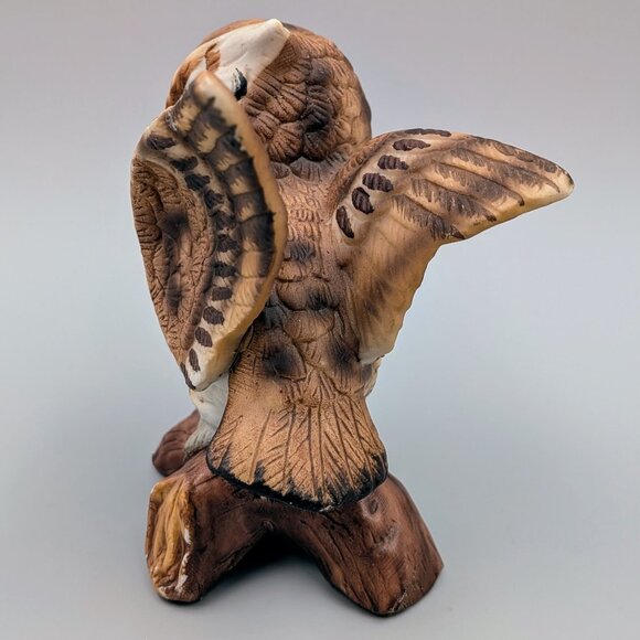 Vintage Porcelain Owl Figurine on Tree Stump |  Bird Collectible - Picture 2 of 7